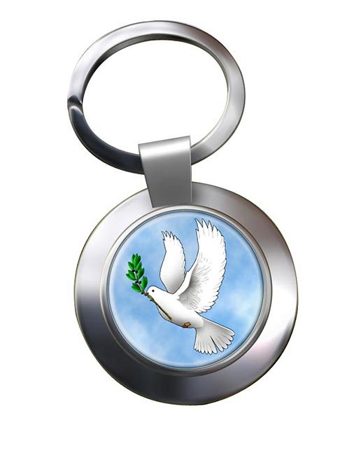 Dove of Noah Leather Chrome Key Ring